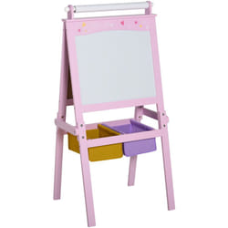 Homcom - Tableau enfant - chevalet enfant - ardoise double face - tableau blanc tableau à craie - rouleau papier + paniers rangement intégrés - mdf