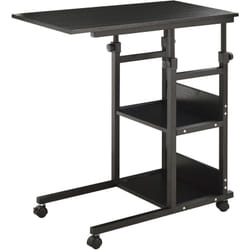 Homcom - Table de lit/fauteuil - table roulante - hauteur réglable - 2 étagères intégrées - panneaux particules E1 métal noir