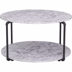 Cette jolie table basse ronde dim. Ø 80 x 45H cm avec plateau imitation marbre blanc et structure en métal noir ajoutera une ...