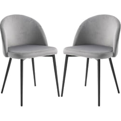 Chaises de visiteur design scandinave - lot de 2 chaises - pieds effilés métal noir - assise dossier ergonomique velours gris