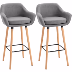 Ce magnifique lot de 2 tabourets de bar design scandinave sublimera votre intérieur. Doté de repose-pieds, d'accoudoirs et d' ...
