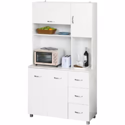 Description générale Cette jolie armoire de cuisine blanc uni avec poignées en métal aluminium ajoutera une touche de moderni ...