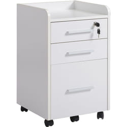 Homcom - Caisson de bureau rangement bureau sur roulettes 3 tiroirs 1 verrouillable 1 trieur dossiers mdf panneaux blanc