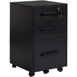 Caisson de bureau rangement bureau sur roulettes 3 tiroirs 1 verrouillable 1 trieur à dossiers mdf panneaux particules noir - Homcom