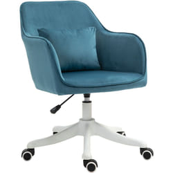 Homcom - Chaise de bureau velours fauteuil bureau massant coussin lombaire intégré hauteur réglable pivotante 360° bleu