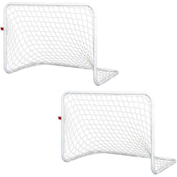 Homcom - Set de 2 mini cages de football pour enfant - ballon, pompe, piquets inclus - 78L x 46l x 56H cm - métal blanc