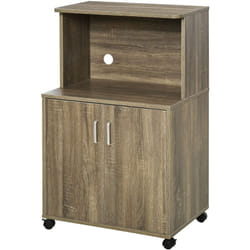Chariot desserte micro-ondes placard 2 portes - dim. 60,4L x 40,3l x 97H cm - imitation bois