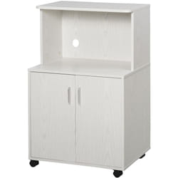 Chariot desserte micro-ondes placard 2 portes - dim. 60,4L x 40,3l x 97H cm - blanc
