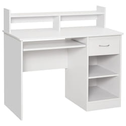 Bureau informatique multimédia multi-rangements panneaux particules blanc 104x48x95cm Blanc