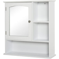 Kleankin - Armoire murale salle de bain armoire à glace placard de rangement toilettes 1 porte niche + étagères latérales mdf blanc