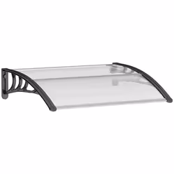 Auvent marquise de porte design voûté arrondi dim. 100L x 80l x 23H cm polycarbonate plastique noir