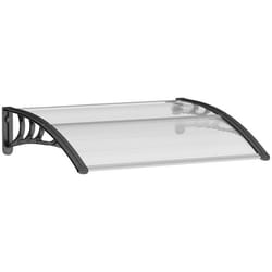 Auvent marquise de porte design voûté arrondi dim. 100L x 80l x 23H cm polycarbonate plastique noir