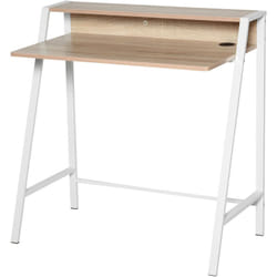 Homcom - Bureau secrétaire bureau informatique dim. 84L x 45l x 85H cm style néo-rétro étagère coloris chêne clair blanc