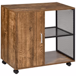 HOMCOM Support d'imprimante - caisson organiseur bureau - placard porte, 2 niches, grand plateau - panneaux particules colori ...
