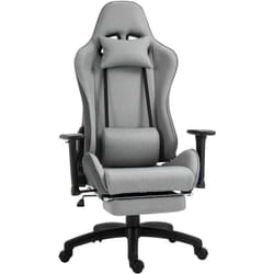 Fauteuil de bureau manager grand confort repose-pied tétière + coussin lombaires intégrés dossier inclinable accoudoirs réglables lin gris - Vinsetto