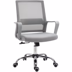 Vinsetto Fauteuil chaise de bureau ergonomique hauteur réglable pivotante 360° revêtement maille gris
