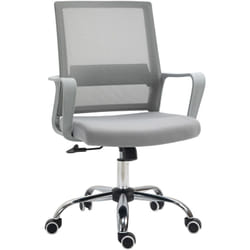 Vinsetto Fauteuil chaise de bureau ergonomique hauteur réglable pivotante 360° revêtement maille gris