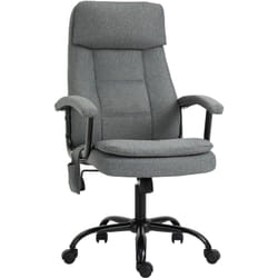 Fauteuil bureau manager massant pivotant hauteur réglable tissu lin gris - Vinsetto