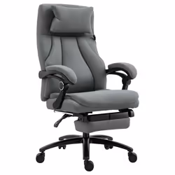 Vinsetto Fauteuil de bureau direction massant hauteur réglable dossier inclinable repose-pied intégré lin gris