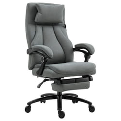 Vinsetto Fauteuil de bureau direction massant hauteur réglable dossier inclinable repose-pied intégré lin gris