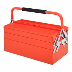 Boite à outils métallique - coffret à outils - caisse à outils 3 niveaux 5 plateaux rétractables - tôle acier rouge 45x22x34c ...