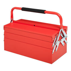 Boite à outils métallique - coffret à outils - caisse à outils 3 niveaux 5 plateaux rétractables - tôle acier rouge 45x22x34cm