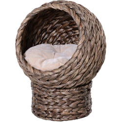 Pawhut - Panier chat lit chat cosy grand confort dim. 42L x 33l x 52H cm coloris gris coussin moelleux beige inclus
