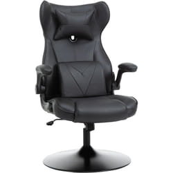 Fauteuil gaming fauteuil de bureau gaming base ronde métal pivotante 360° hauteur réglable coussins intégrés revêtement synthétique noir - Vinsetto