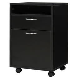 Caisson de bureau - HOMCOM - rangement sur roulettes tiroir placard niche aménagement poste travail - panneaux particules - noir