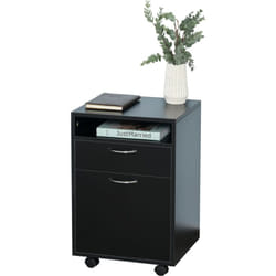Homcom - Caisson de bureau rangement bureau sur roulettes tiroir placard niche panneaux particules noir