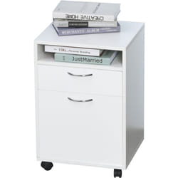 Homcom - Caisson de bureau rangement bureau sur roulettes tiroir placard niche panneaux particules blanc