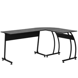 Bureau informatique multimédia bureau dangle design contemporain métal blanc imitation bois noir 112x152x74cm Noir