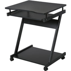 Homcom - Bureau informatique roulant - bureau mobile - table d'ordinateur - tablette coulissante clavier + étagère - noir