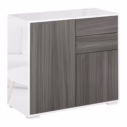 HOMCOM Commode Buffet Meuble de Rangement 2 tiroirs 2 Portes avec étagère 79 x 36 x 74 cm Gris