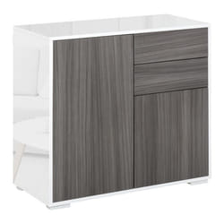 HOMCOM Commode Buffet Meuble de Rangement 2 tiroirs 2 Portes avec étagère 79 x 36 x 74 cm Gris
