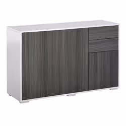 HOMCOM Commode buffet meuble de rangement 2 tiroirs coulissants 3 portes étagère réglable 117 x 36 x 74 cm gris