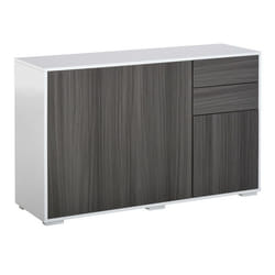 HOMCOM Commode buffet meuble de rangement 2 tiroirs coulissants 3 portes étagère réglable 117 x 36 x 74 cm gris