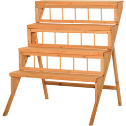 Outsunny - tagère échelle à fleurs en bois - porte plante bois 4 étagères - bois sapin pré-huilé