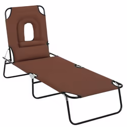 Outsunny - chaise longue - Acier - 187x58x36cm - Marron