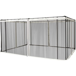 Moustiquaires pour tonnelle barnum pavillon de jardin 3 x 4 m - lot de 4 moustiquaires zippées + crochets d'attaches - polyester nylon