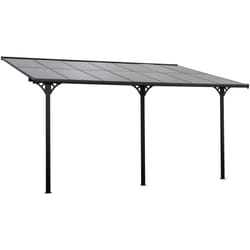 Outsunny - Pergola rigide alu. polycarbonate dim. 4,35L x 3l x 2,7H m pavillon de jardin adossable gris