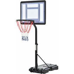 Panier de Basket-Ball sur pied pour bord de piscine poteau panneau, base de lestage sur roulettes hauteur arceau réglable 1,1 - 1,3 m noir blanc