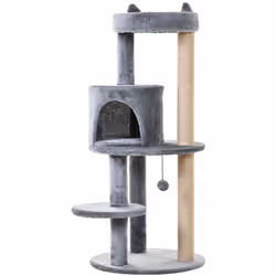 Description générale Instrument de jeu idéal pour les chats, cet arbre à chats multi-équipements est doté de nombreuses plate ...