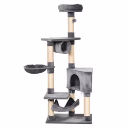 Arbre à chats multi-équipements griffoirs grattoirs plateformes tunnel niche hamacs jouet suspendu gris 60x40x154cm Gris
