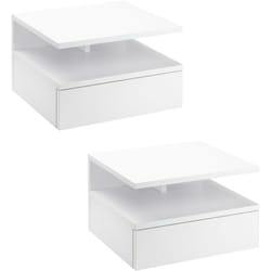 Homcom - Lot de 2 tables de chevet murales - lot de 2 tables de nuit - tiroir coulissant, niche et plateau - panneau particules blanc