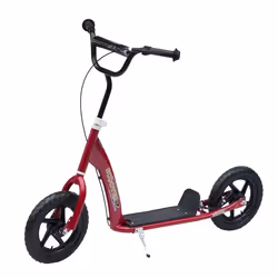Trottinette patinette pneus 30 cm hauteur guidon réglable poignée frein et béquille acier rouge