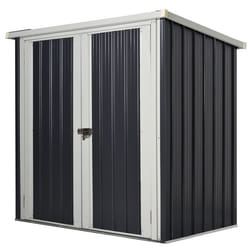 Abri de jardin - remise pour outils - abri vélo - abri poubelle - 2 portes verrouillables - dim. 147L x 86l x 134H cm - tôle d'acier noir blanc