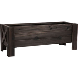 Outsunny - Jardinière sur pieds bac à fleurs dim. 100L x 36l x 36H cm inserts d'irrigation inclus bois massif sapin traité