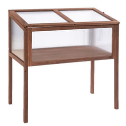 Outsunny Mini Serre sur Pieds dim. 90L x 50l x 93H cm Toit ouvrable Panneaux de Polycarbonate Bois Sapin traité