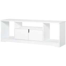 Homcom - Meuble tv banc tv design contemporain - 3 niches, placard double porte - dim. 120L x 30l x 41H cm - panneaux particules blanc